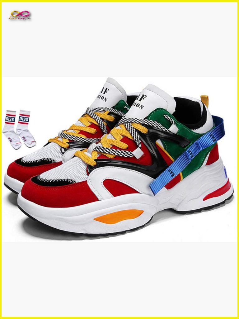 Retro Color Blocked Fashion Sneakers Sport Running Walking Casual Athletic Shoes